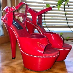 Red 7.5 Pleaser Heel Platform Sandals